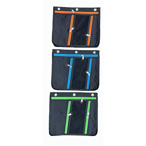 Charles Leonard Triple-pocket Pencil Pouches 11" Height x 9.5" Width - Ring Binder - Multi - Nylon - 24 / Display Box (76395ST)
