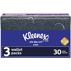Kleenex On-the-Go Slim Wallet Pack - 30 Facial Tissue-Count 3 Ply - White - 3 / Pack (35533)