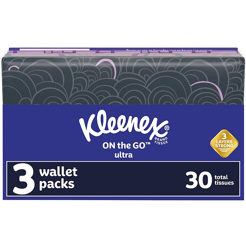 Kleenex On-the-Go Slim Wallet Pack - 30 Facial Tissue-Count 3 Ply - White - 3 / Pack (35533)
