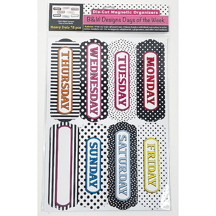 Ashley Magnetic Chalkboard Days of the Week 8 - Write on/Wipe off - 1 Each - Multicolor (19025)