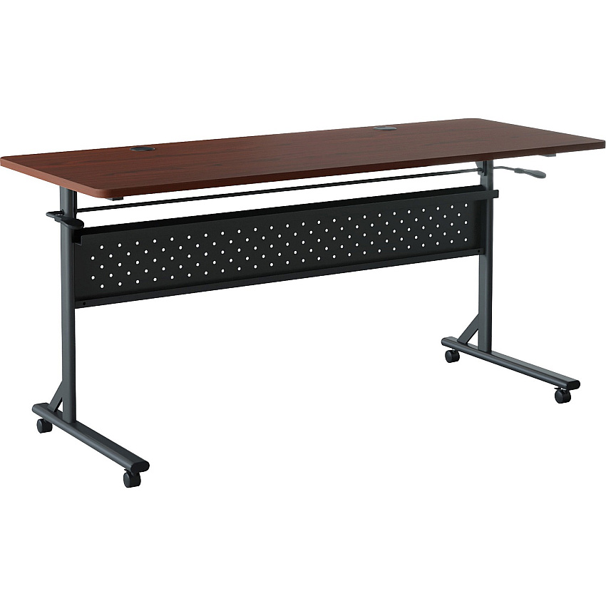 Lorell Shift 2.0 Flip and Nesting Mobile Table Laminated Rectangle Top - 198 lb Capacity - 60" Table Top Length x 24" Table Top Width x 1" Table Top Thickness - 29.50" Height - Assembly Required - Mahogany - 1 Each (LLR60760)