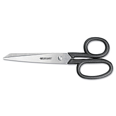 Westcott Kleencut Stainless Steel Shears, 7" Long, 3.31" Cut Length, Black Straight Handle (19017)