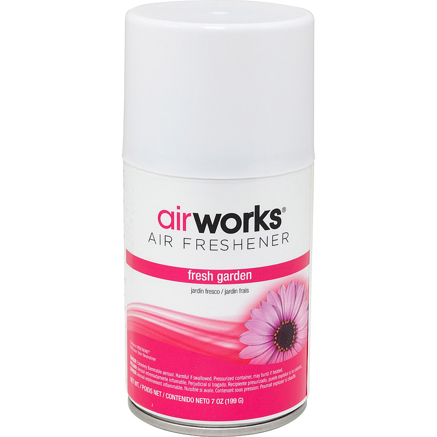 AirWorks Metered Aerosol Air Freshener, 12/cs - Fresh Garden Aerosol - 6000 ft? - 7 fl oz (0.2 quart) - Fresh Garden - 30 Day - Long Lasting, VOC Compliant, Odor Neutralizer - 12 / Carton (07932)
