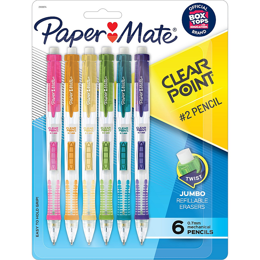 Paper Mate Clearpoint Mechanical Pencils 0.7 mm Lead - Assorted Barrel - 6 / Pack (2169674)
