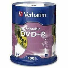 Verbatim DVD+R 4.7GB 16X White Inkjet Printable - 100pk Spindle 120mm - Printable - 1 Pack (95145) Verbatim DVD+R 4.7GB 16X White Inkjet Printable - 100pk Spindle 120mm - Printable - 1 Pack (95145)