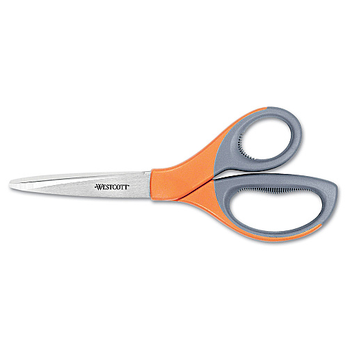 Westcott Elite Series Stainless Steel Shears, 8" Long, 3.5" Cut Length, Orange Straight Handle (41318)