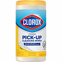 Clorox Power Pick-Up Cleaning Wipes Lemon Verbena Scent - Pre-moistened, Textured, Residue-free - White - 75 Tub - 1 Each (32578) Clorox Power Pick-Up Cleaning Wipes Lemon Verbena Scent - Pre-moistened, Textured, Residue-free - White - 75 Tub - 1 Each (32578)