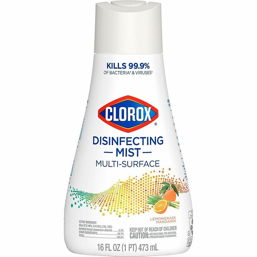 Clorox Disinfecting, Sanitizing & Antibacterial Mist Refill 16 fl oz (0.5 quart) - Lemongrass Mandarin Scent - Non-aerosol, Bleach-free - White - 1 Each (60155)