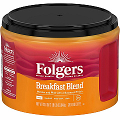 Folgers® Ground Breakfast Blend Coffee Mild - 22.6 oz Per Canister - Ground - Breakfast Blend - 1 Each (30440) Folgers® Ground Breakfast Blend Coffee Mild - 22.6 oz Per Canister - Ground - Breakfast Blend - 1 Each (30440)