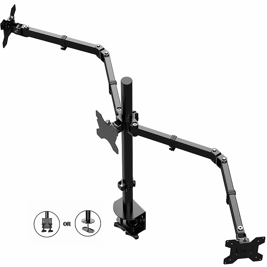 Rocelco RDM3 Desk Mount for LCD Monitor, LED Monitor, Display Stand - Black - Landscape/Portrait