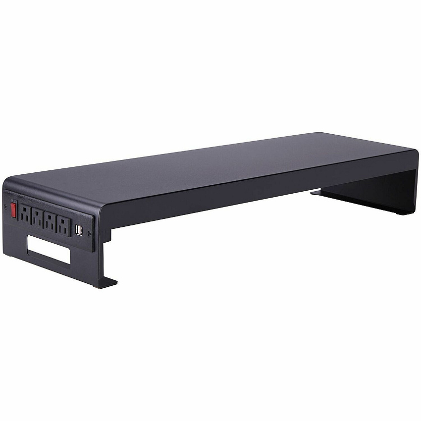Rocelco Dual Monitor Stand AC-USB 4.75" Height x 30" Width x 9" Depth - Black - For Monitor, Keyboard, Mouse - Cable Management, Electrical Outlet, USB Charging Port, Comfortable, Ergonomic - 1 Each (RDMS)