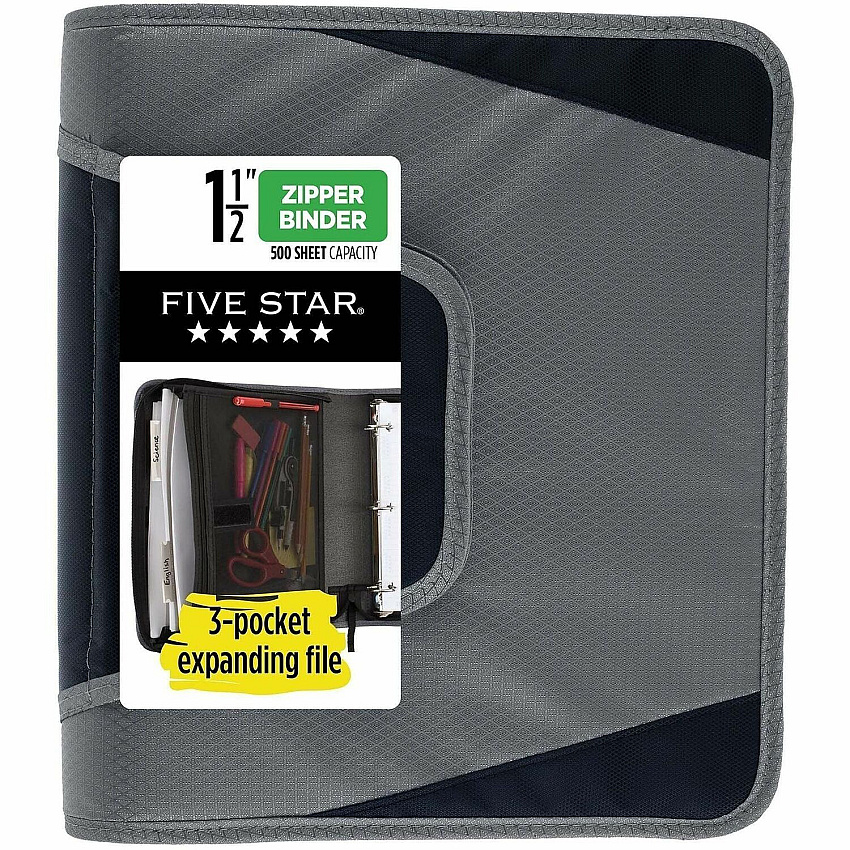 Mead Zipper Binder 500 Sheet Capacity - 3 Ring - Fastener: Ring - Pocket: 3 - Multi-colored - Zipper Closure, Wear Resistant, Tear Resistant, Durable, Expandable - 1 Each (28012)