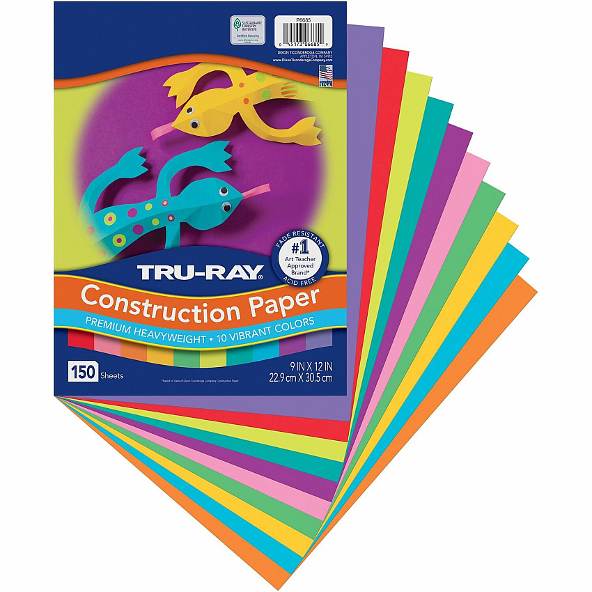 Tru-Ray Construction Paper Art, Craft Project - Assorted - Paper, Sulphite, Fiber - 150 / Pack (P6685)