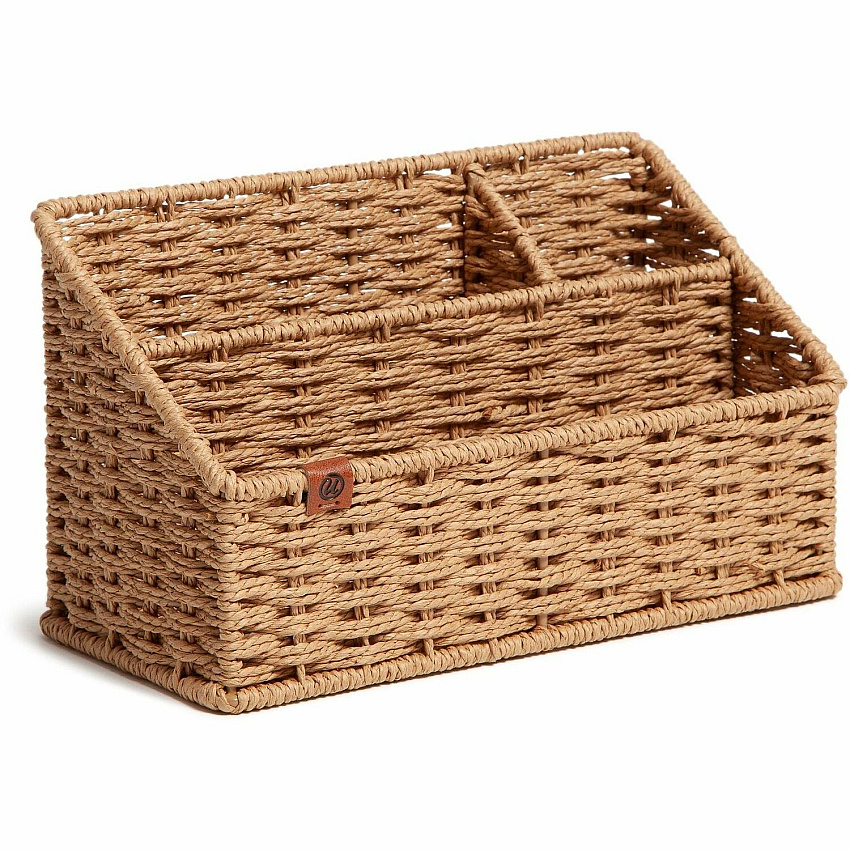 U Brands Woven All-in-1 Desk Organizer 3 Compartment(s) - 5.70" Height x 10.20" Width x 4.90" Depth - Sturdy - Brown - 1 Each (6086U0104)