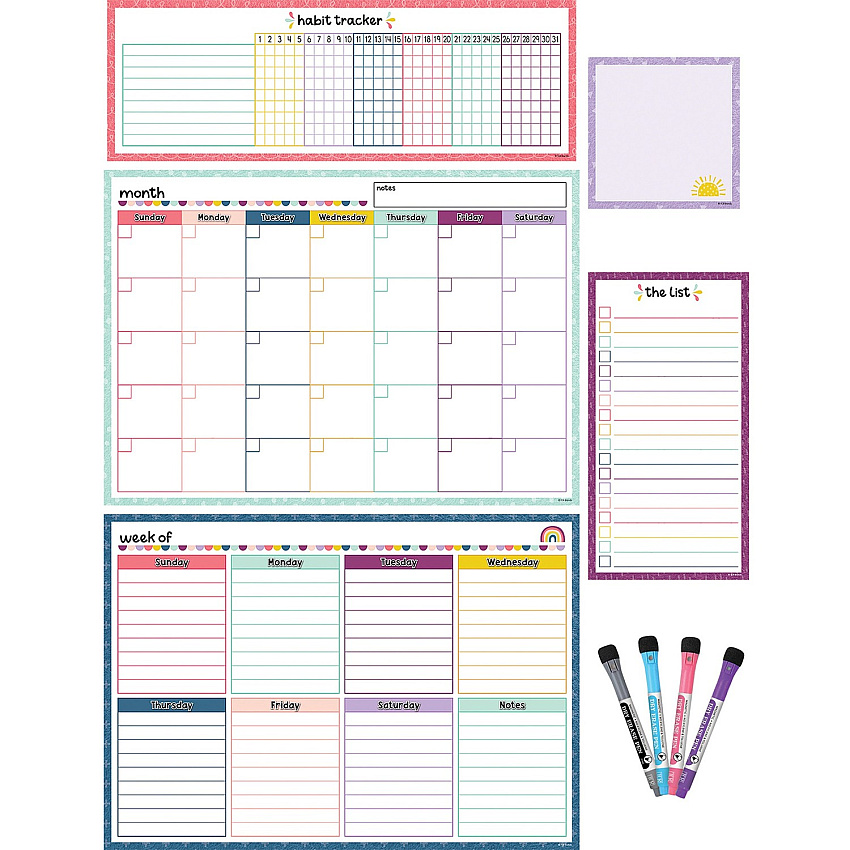Teacher Created Resources Dry-Erase Task Calendar Set Multi - 1 Pack (77403)