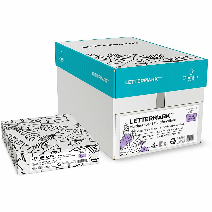 Lettermark Colors Multipurpose Coloured Paper Letter Orchid 500/pkg Letter - 8 1/2" x 11" - 20 lb Basis Weight - Smooth - Sustainable Forestry Initiative (SFI) - Acid-free, Moisture Resistant - Orchid - 500 Sheets - 10 / Carton (94311)
