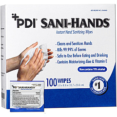 PDI Sani-Hands Instant Hand Sanitizing Wipes White - 100 / Box (D43600) PDI Sani-Hands Instant Hand Sanitizing Wipes White - 100 / Box (D43600)