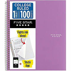 Acco Five Star Wirebound Notebook 1 Subject(s) - 100 Pages - Wire Bound - College Ruled Front Ruling - Letter - 8 1/2" x 11" Sheet Size - Purple Cover - Double Sided Sheet, Durable, Water Resistant, Wear Resistant, Tear Proof, Spill Resistant, (820002CF1) Acco Five Star Wirebound Notebook 1 Subject(s) - 100 Pages - Wire Bound - College Ruled Front Ruling - Letter - 8 1/2" x 11" Sheet Size - Purple Cover - Double Sided Sheet, Durable, Water Resistant, Wear Resistant, Tear Proof, Spill Resistant, (820002CF1)