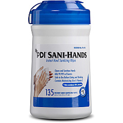 PDI Sani-Hands Instant Hand Sanitizing Wipes 6" Width x 7.50" Length - White - 135/Tub - 1 Each (P13472) PDI Sani-Hands Instant Hand Sanitizing Wipes 6" Width x 7.50" Length - White - 135/Tub - 1 Each (P13472)