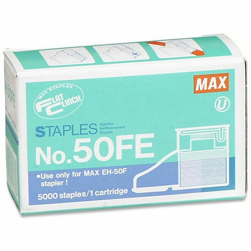 MAX Flat Clinch Heavy-Duty Stapler Cartridge Heavy Duty - 5/16" Leg - 3/8" Crown - 5000 / Box (50FE)