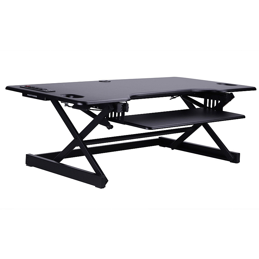 Rocelco Sit/Stand Desk Riser 45 lb Load Capacity - 20" Height x 45.75" Width x 23.75" Depth - Black - 1 Each (RDADRB46A)