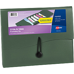 Avery® Slide & View Letter Recycled Organizer Folder 8 1/2" x 11" - 40 Sheets Capacity - 6 Pocket - Plastic, Poly, Polypropylene - Sage - 100% Recycled - 1 Each (73546) Avery® Slide & View Letter Recycled Organizer Folder 8 1/2" x 11" - 40 Sheets Capacity - 6 Pocket - Plastic, Poly, Polypropylene - Sage - 100% Recycled - 1 Each (73546)