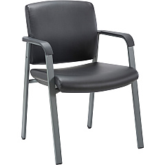 Lorell Healthcare Upholstery Guest Chair Steel Frame Material - Square Base - Black - Vinyl - Armrest - 1 Each (LLR30950)