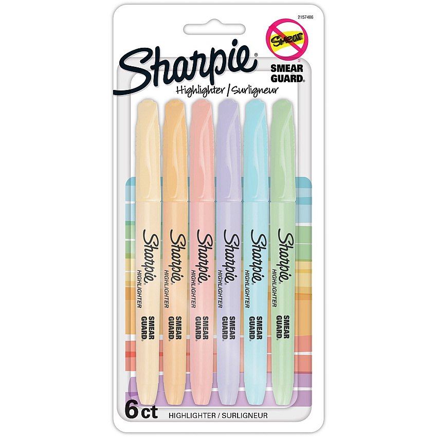 Sharpie Accent Highlighters w/Smear Guard Assorted Ink - 6 / Pack (2157486)