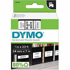 Dymo D1 Electronic Tape Cartridge 1" Width x 23 ft Length - Thermal Transfer - Black, White - Plastic - 1 Each (S0720930) Dymo D1 Electronic Tape Cartridge 1" Width x 23 ft Length - Thermal Transfer - Black, White - Plastic - 1 Each (S0720930)