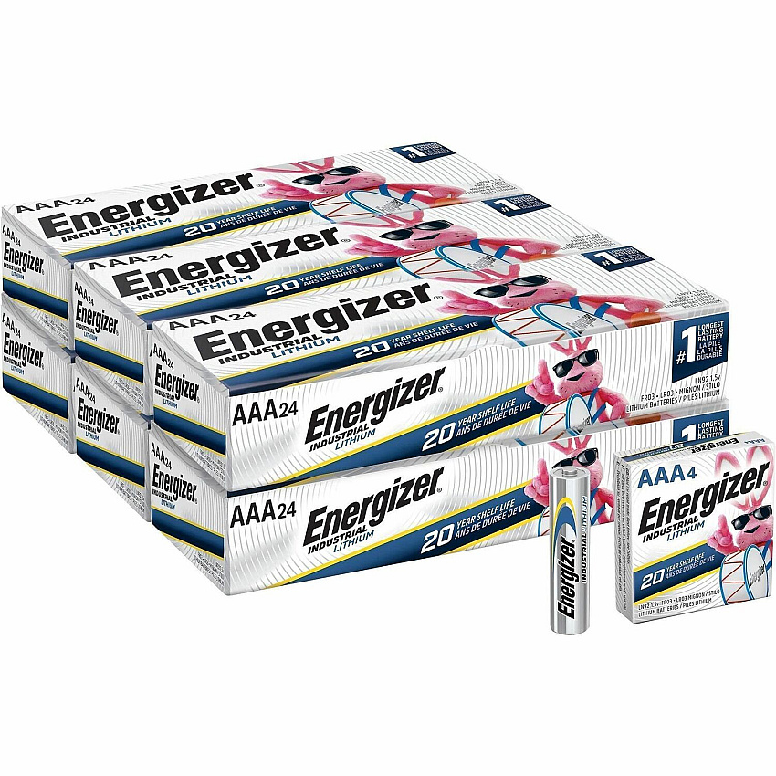 Energizer Industrial AAA Lithium Batteries For Construction, Facility Maintenance, Medical Center, Office, Classroom - AAA - 24 Batteries/Box - 6 / Carton (LN92CT)