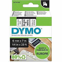 Dymo D1 Electronic Tape Cartridge 1/4" Width x 23 ft Length - Thermal Transfer - Black, White - Plastic - 1 Each (S0720780) Dymo D1 Electronic Tape Cartridge 1/4" Width x 23 ft Length - Thermal Transfer - Black, White - Plastic - 1 Each (S0720780)