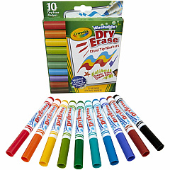 Crayola Washable Dura-Wedge Tip Dry-Erase Markers Erasable - Washable - Multicolor Ink - Assorted Barrel - 10 / Pack (587733)