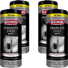 Weiman Stainless Steel Wipes Streak-free, Fingerprint Resistant, Dust Resistant, Dirt Resistant, Pre-moistened, Grease Resistant, pH Neutral - White - 30/Tub - 4 / Carton (92ACT) Weiman Stainless Steel Wipes Streak-free, Fingerprint Resistant, Dust Resistant, Dirt Resistant, Pre-moistened, Grease Resistant, pH Neutral - White - 30/Tub - 4 / Carton (92ACT)
