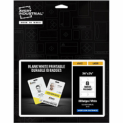 Avery&reg; Name Badge Print/Message - "Vertical, Portrait - 2.1" Width x 3.4" Height - Rectangular Shape - Double Sided - Durable, Hand Writable, Printable, Water Resistant, Chemical Resistant, Abrasion Resistant, Tear Resistant, UV Resistant, Wat (61612)
