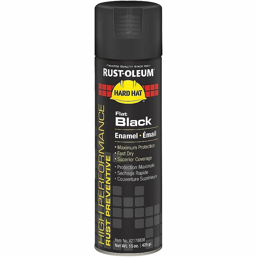 Rust-Oleum Protective Enamel Spray Paint Gloss - Flat Black - 15 fl oz - 6 / Carton (V2178838)