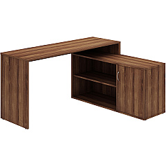 LYS L-Shape Workstation with Cabinet Laminated L-shaped Top - 200 lb Capacity - 29.50" Height x 60" Width x 47.25" Depth - Assembly Required - Walnut - Particleboard - 1 Each (DK103RRWT) LYS L-Shape Workstation with Cabinet Laminated L-shaped Top - 200 lb Capacity - 29.50" Height x 60" Width x 47.25" Depth - Assembly Required - Walnut - Particleboard - 1 Each (DK103RRWT)