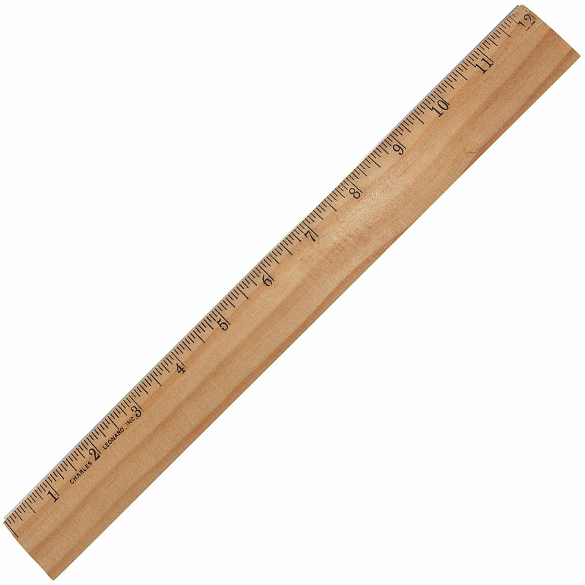 Charles Leonard Office Ruler 12" Length x 1.3" Width - Wood, Metal - Brown - 1 Each (77312)