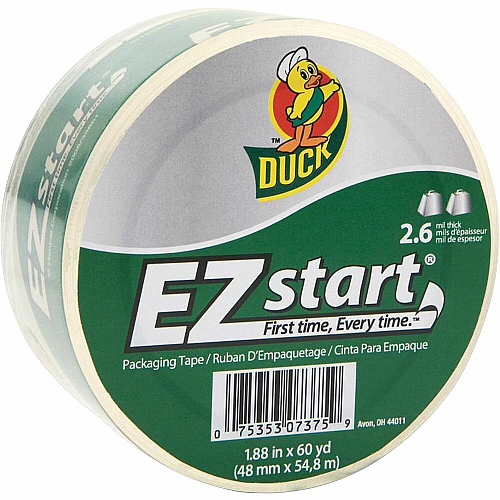 Duck Brand EZ START Packaging Tape 60 yd Length x 1.87" Width x 2.6 mil Thickness - Clear - 12 / Carton (CS60CCT)