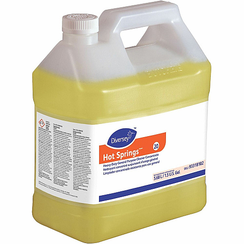 Diversey Hot Springs Heavy-Duty Cleaner Concentrate - 192 fl oz (6 quart) - Citrus Scent - Heavy Duty, Caustic-free, Solvent-free, Phosphate-free - Yellow - 2 / Carton (93318102)