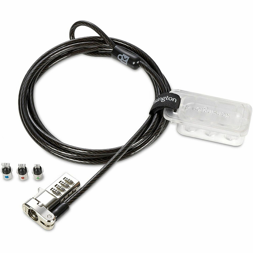 Kensington Universal 3-n-1 Combination Laptop Lock 6 ft Cable - Resettable - 4-digit - Combination Lock - Black - Carbon Steel, Plastic - For Notebook - 1 Each (62317)