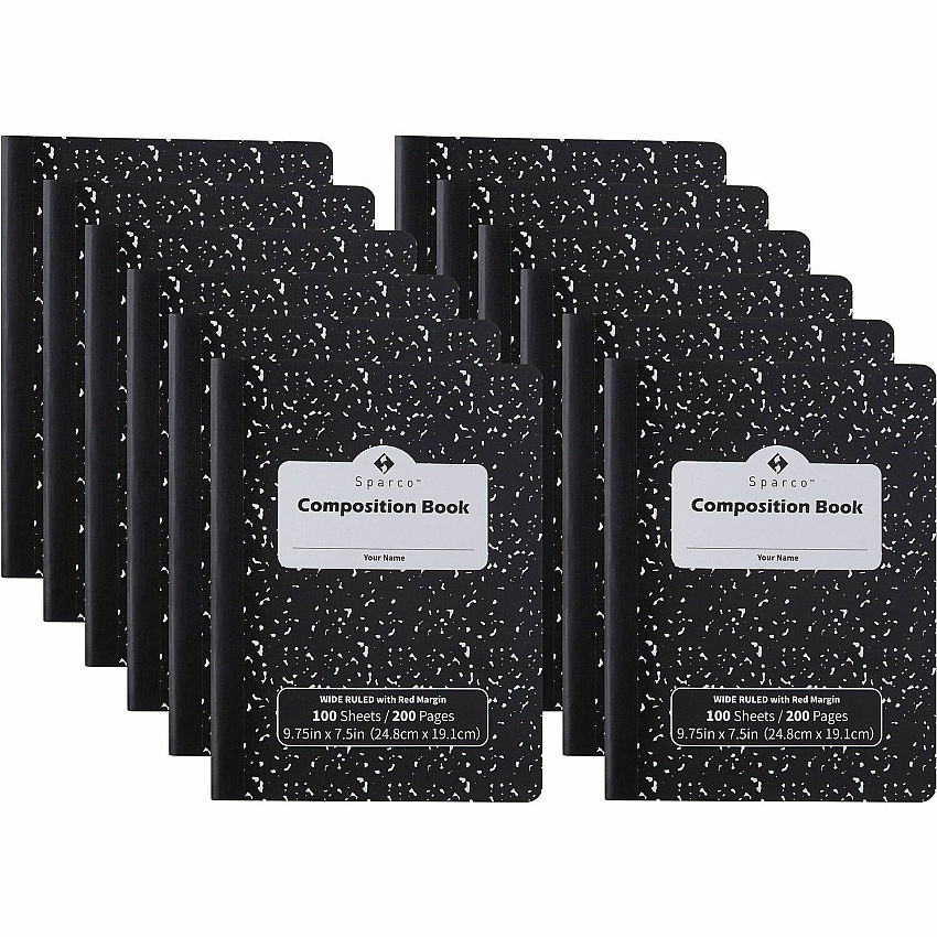 Sparco Composition Notebook 100 Sheets - Letter - Black Cover - 12 / Pack (00334)