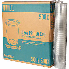 BluTable 32 oz Round Deli Tub Containers Food, Food Storage - Microwave Safe - Clear - Round - 500 / Carton (PPDEL32) BluTable 32 oz Round Deli Tub Containers Food, Food Storage - Microwave Safe - Clear - Round - 500 / Carton (PPDEL32)