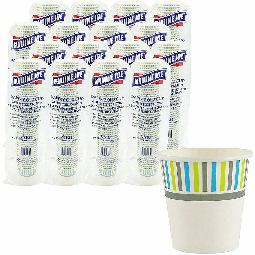 Genuine Joe 3 oz Cold Cups 50 / Pack - 20 / Carton - White - Paper - Cold, Beverage (GJO03161CT)