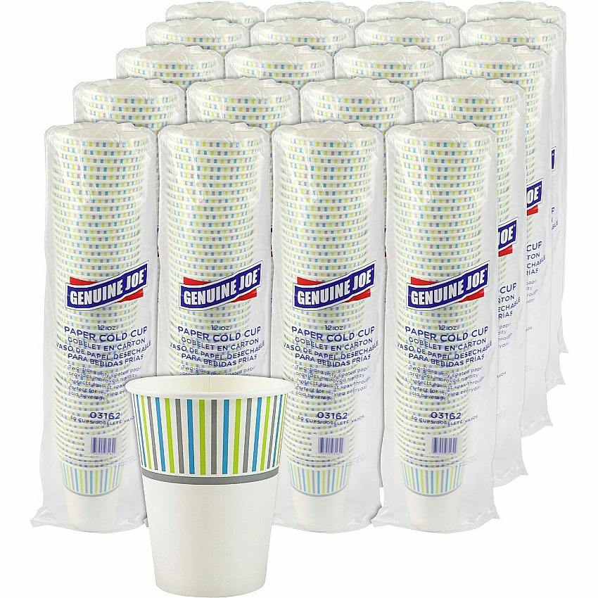 Genuine Joe 12 oz Cold Cups 50 / Pack - 20 / Carton - White - Paper - Cold, Beverage (GJO03162CT)