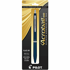 Acroball Ballpoint Pen 0.7 mm Fine Pen Point - Refillable - Retractable - Black Ink - Gel-based - Navy Metal Barrel - Tungsten Carbide Tip - 1 Each (13653)