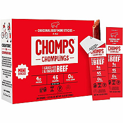 CHOMPS Original Beef Chomplings Snack Sticks Gluten-free, No Added Harmones - Original Beef Jerky, Spicy - 0.50 oz - 24 / Pack (LCO24)