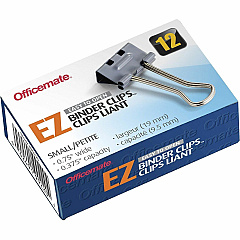 Officemate Binder Clip Small - 2.8" Length x 1.7" Width - 0.37" Size Capacity - for Binder - Gray - 12 / Box (99220)