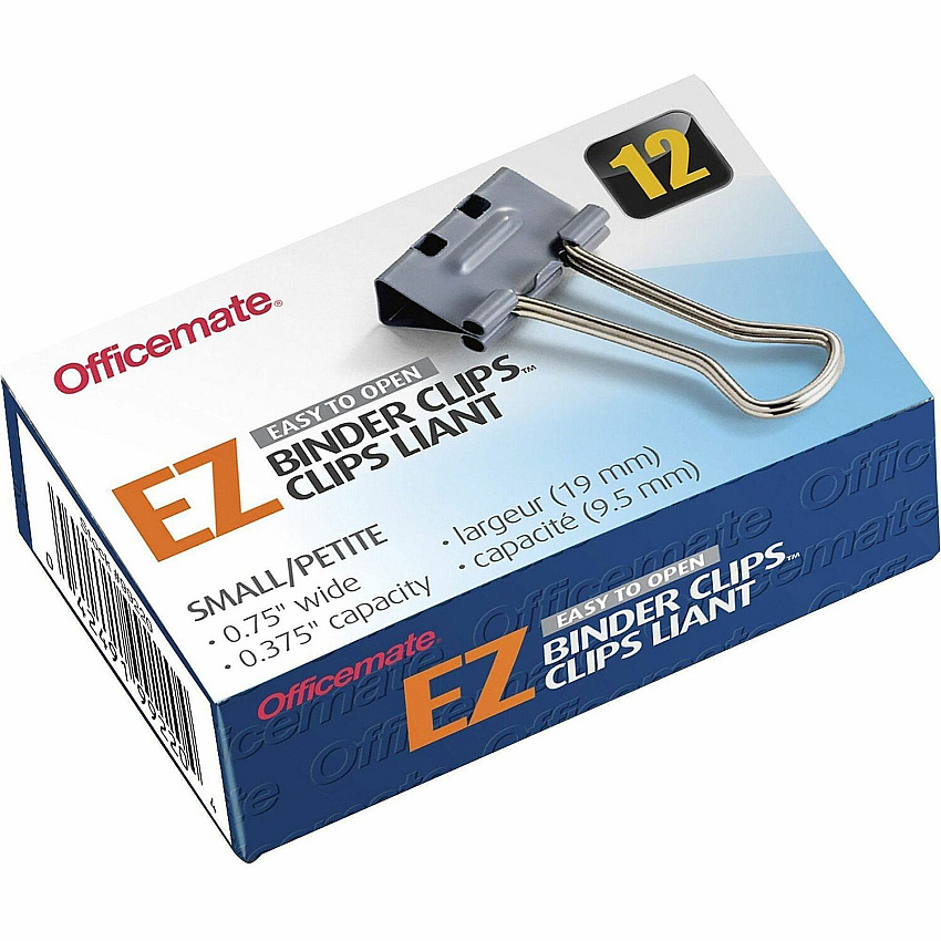 Officemate Binder Clip Small - 2.8" Length x 1.7" Width - 0.37" Size Capacity - for Binder - Gray - 12 / Box (99220)