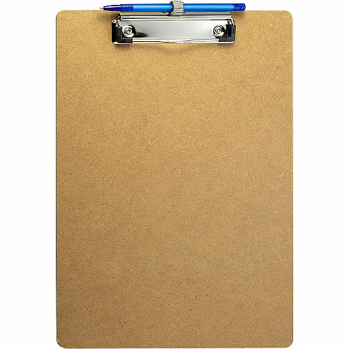 Officemate Low Profile Wood Letter Size Clipboard w Pen Holder 11" x 8 1/2" Sheet Size - Wood - Brown - 6 / Pack (83826)