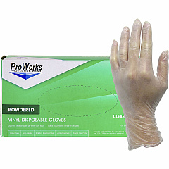 ProWorks Vinyl Powdered Industrial Gloves 3 mil Thickness x 9" Glove Length - Small Size - Vinyl - Clear - Powdered, Non-sterile - For Industrial, General Purpose, Construction, Food Processing, Food Service, Hospitality - 100/Box - 10 / Carton (GLV103PS)